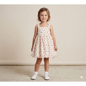 Joie Little Joie Girls Strawberry Raspberry Berry Print Ruffle Dress Size 5 Red